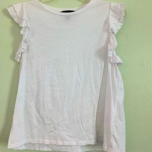 Forever 21 White Ruffle Sleeve Shirt (M)